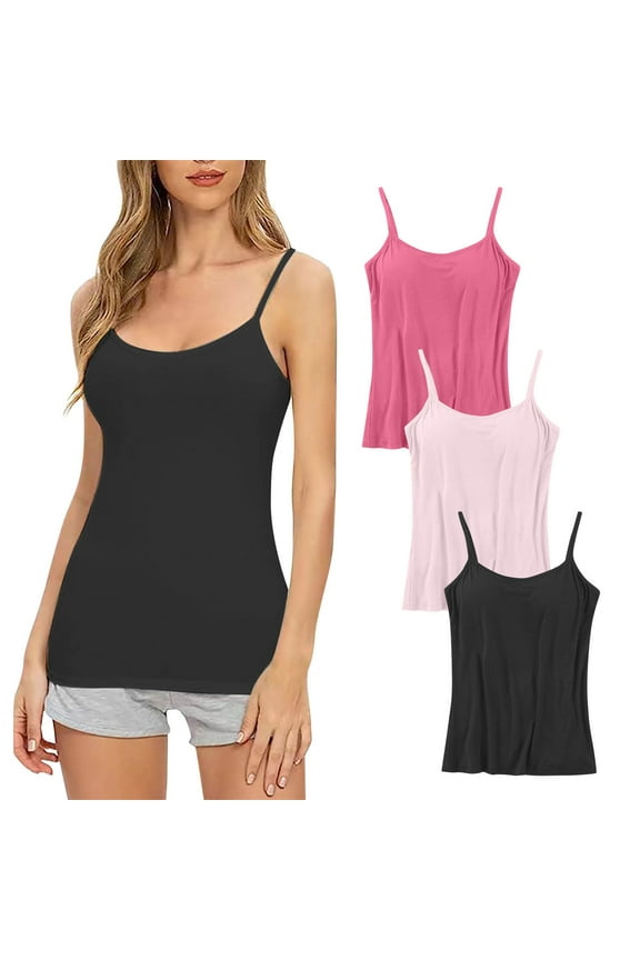 Bras Pack for Women No Underwire Trendy 2024 Women's 3pc Daily Sling with Chest Pad Camisole Shelf Bra Spaghetti Straps Tank Tops Lace Bra Style F-279 Pinks 6XL