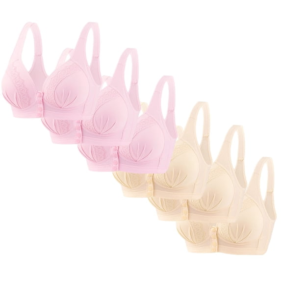 Bigersell Bras Pack for Women Padded New 6pc Women's No Underwire Lactation Bra Back Adjustment Yoga Running Bra Sport Bra Style F-684 Beige S