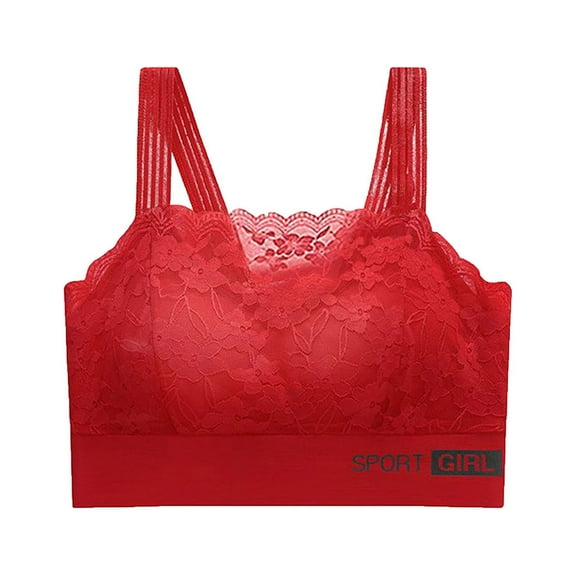 Bigersell Bras V-Neck Wire-Free Bra Support Women Sports Bras Full-Coverage Full-Figure Bra Style R-2 Basic Bra Strap Nylon Lightly Lined Bra Feature Everyday Bras Underwear Red XL