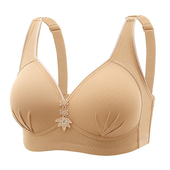 Bigersell Bras for Women Full-Coverage Wireless Bra Ladies V-Neck Push-up Bra No Underwire Comfortable Padded Bralette Backless Hook and Eye Bra Closure Everyday Wire-Free Sports Bras Yellow S