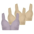 thumbnail image 1 of Bigersell Bras for Women Full-Figure 3pc V-Neck Wire-Free Bra Support Women Wireless Bra for Everyday Bralette Bra Style R-256 Basic Bra Strap Nylon Back-Smoothing Everyday Bras Underwear Purple 3XL, 1 of 6