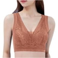 thumbnail image 1 of Bigersell Bras for Women No Underwire Clearance Sports Bras for Women High Support Large Bust Molded Bra Style R1589 V-Neck Lightly Lined Bras Hook and Eye Bra Closure Women Bralette Tops Coffee 3XL, 1 of 4