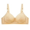 thumbnail image 1 of Bigersell Bras for Women No Underwire Ladies V-Neck Lace Bras Full-Coverage Wireless Bras Womens Comfort Strap Push up Bras Padded Bralettes Y-1-Khaki 48, 1 of 7
