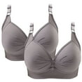 thumbnail image 1 of Bigersell Bras for Women Packs - 2 Pcs Women’s Plus Size Full-Coverage Wireless Bra Ladies Ruched Front Push up Bras No Underwire Hook and Eye Closure Wire-Free Bra S-8-Gray, 1 of 4