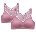 thumbnail image 1 of Bigersell Bras for Women Plus Size 2pc V-Neck Wire-Free Bra Support Women Sports Bra Sport Bra Style R-161 Basic Bra Strap Nylon Lightly Lined Bra Feature Everyday Bras Underwear Red 4XL, 1 of 5