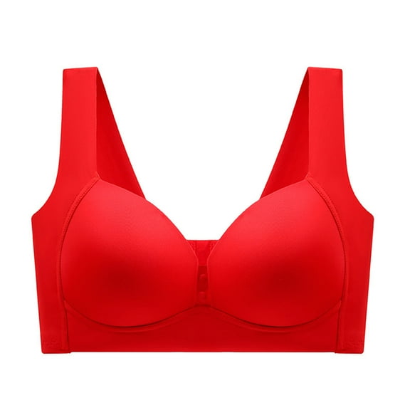 Bigersell Bras for Women No Underwire Push up On Sale Workout Bras for Women High Support Sport Bra Style B4709 V-Neck Full-Coverage Bras Hook and Eye Bra Closure Big Girls Size Comfort Bras Red 3XL