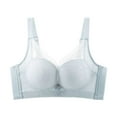 thumbnail image 1 of Bigersell Bras for Women No Underwire V-Neck Lace Wireless Bra Comfort Soft Padded Bralette Push up Brassiere Solid Polyester Hook and Eye Bra Closure Wire-Free Everyday Bras B-11-Blue M, 1 of 2
