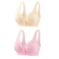 thumbnail image 1 of Bigersell Bras for Women Wirefree Summer Sleep Bras for Women Soft Bra Style R3606 V-Neck Padded Bras Front Button Bra Closure Women's Plus Size Push up Bras Pink 3XL, 1 of 3