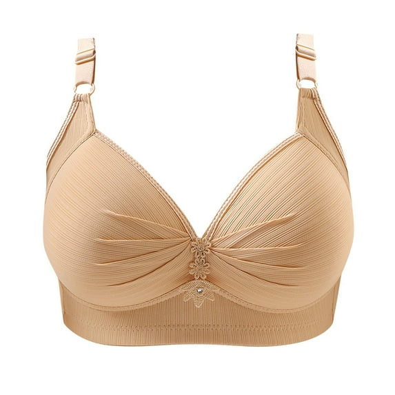 Bigersell Bras for Older Women Upgrade Woman's Printing Push up Bras Plus Size Daily Bra Underwear No Underwire Demi Cup Bra Style F-156 Beige XS