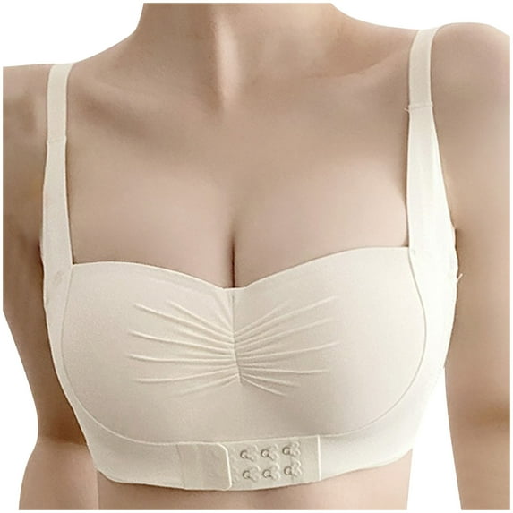 Bigersell Bras for Women Full-Coverage On Sale Comfortable Without Underwire Bra Lightly Lined Bra Style F-1007 Beige L