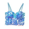 thumbnail image 1 of Bigersell Breathable Push up Bras for Women Clearance Women's Fashion Corset Fishbone Bra Wearing Sequin Bead Hanging Strap Bra Sports Bra Style F-251 Light Blue S, 1 of 7