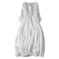 thumbnail image 1 of Bigersell Business Casual Dress for Women Clearance Female V-Neck 3/4 Sleeve Midi Casual Dress Style D-157 Club Dress Regular Summer Dresses , White L, 1 of 8