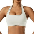 thumbnail image 1 of Bigersell Cami Bras for Women Ribbed Workout Bras Crop Tank Tops Ladies Strappy Back Sports Bras U-Neck Running Yoga Bra No Underwire Padded Bralettes Pullover Bras White L, 1 of 6