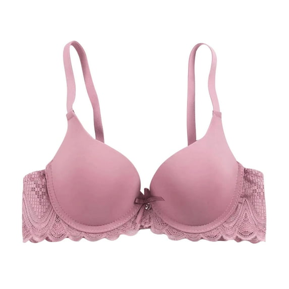 Bigersell Camisoles With Built In Bra Trendy Women's Lace Patchwork Bra with Breathable and Sagging Lightweight Underwear Lace Bra Style F-1076 Pinks 34/75