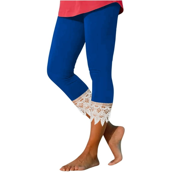 Bigersell Capris for Short Women Women's Summer High Waisted Solid Color Capris Matching Slim Fitting Yoga Gym Pants Blue xxl