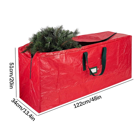 Bigersell Christmas Tree Storage Bag, Holiday Xmas Artificial Tall Disassembled Tree Waterproof Christmas Tree Bags with Handles, 2 Zipper Closure Rectangular Tree Storage and Organization Red S