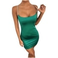 thumbnail image 1 of Bigersell Cocktail Dresses Plus Size Fashion Women Summer Solid Camis Strapless Sleeveless Tank Mini Dress Regular T-Shirt Dress Style 23341, Female Cropped Dresses Green M, 1 of 5