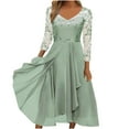 thumbnail image 1 of Bigersell Cocktail Dresses for Women Evening Party Formal Midi Dress Floral Lace V Neck 3/4 Sleeve Formal Wedding Guest Dress Ruffle Pleated A-Line Flowy Asymmetrical Dress Style B-13 Green-M XXL, 1 of 6