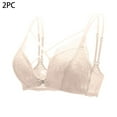 thumbnail image 1 of Bigersell Comfort Bras for Women Clearance 2pc Push up Bras Sets Plus Size V-Neck T-Shirt Bra Style B-79 Front Buckle Bra Closure Convertible Wire-Free Bra Pack White M, 1 of 6