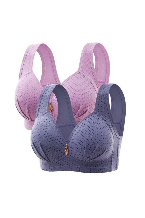Comfort Padded Underwire Bra New Woman's Embroidered Seamless Comfortable Breathable Bra Underwear No Underwire Sport Bra Style F-1285 Blue 36