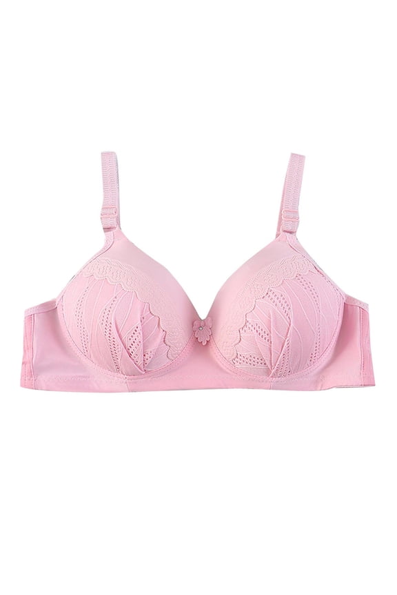 Comfort Padded Underwire Bra Women Solid Color Comfortable Hollow Out Bra Underwear No Underwire Women's Plus Size Lace Bralettes for Female, Style 8200, 42B