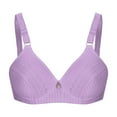 thumbnail image 1 of Bigersell Comfortable Bras for Older Women Summer Womens Wireless Bra Wire-Free Bra Style R2576 V-Neck No Underwire Bras Hook and Eye Bra Closure Women's Plus Size Padded Bra Purple L, 1 of 4