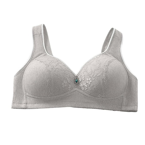 Bigersell Comfortable Bras for Women Lace V-Neck Wireless Bras Ladies Push up Bras No Underwire Comfort Strap Padded Bralette Female Full-Coverage Bra Style-D26, S-5-Gray 3XL