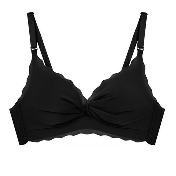 Bigersell Comfortable Bras for Women V-Neck Push up Bras No Underwire Back Hook and Eye Closure Padded Brassiere Womens Wireless Bralette Sports Bras Black S