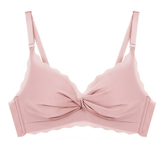 Bigersell Comfortable Bras for Women V-Neck Push up Bras No Underwire Back Hook and Eye Closure Padded Brassiere Womens Wireless Bralette Sports Bras Pink XL