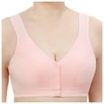 thumbnail image 1 of Bigersell Comfortable & Convenient Front Button Bra Women Full-Coverage Wireless Bras Comfortable Soft V-Neck Front Snap Bras Older Women Solid Push up Bras No Underwire C-7-Pink M, 1 of 3