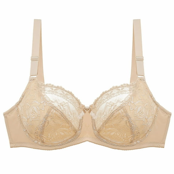 Bigersell Comfortable Push up Bras for Women Deals Women's Solid Color Lace Underwire Oversized Gathering Underwear Daily Bra Convertible Bra Style F-1046 Beige XXL
