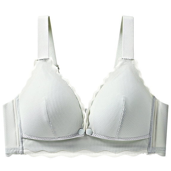 Bigersell Comfortable Sports Bras for Women Front Snap Closure V-Neck Wire-Free Bra Support Wireless Bras Balconette Bra Style R-12 Basic Bra Strap Nylon Convertible Everyday Bras Underwear Green XL