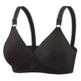 thumbnail image 1 of Bigersell Comfortable Wireless Bras for Women Push up Bra Breathable Soft V-Neck T-Shirt Bra Back Hook & Eye Closure Everyday Padded Bralettes , B12-19, Black, S, 1 of 3