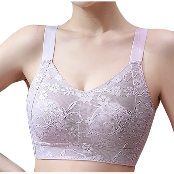 Bigersell Comfy Bra Trendy Comfortable Without Underwire Bra Racerback Bra Style F-1008 Purples M