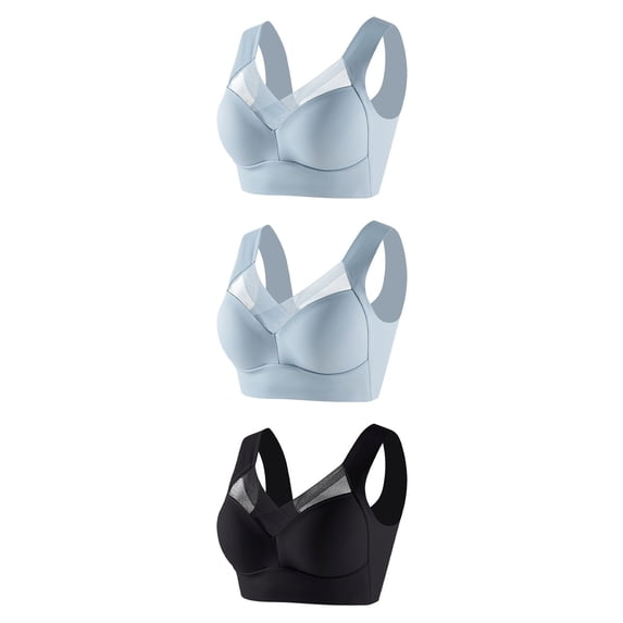 Bigersell Comfy Bras Discouts Women's Underwire Underwear Thin Lace Solid Color Push-Up Adjustment Bra Bandeau Bra Style F-603 Black 4XL