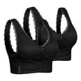 thumbnail image 1 of Bigersell Cotton Bra Summer 2pc Plus Size Sports Bra Training Bra Style R4096 V-Neck No Underwire Bras Pull-On Bra Closure Women's Plus Size Front Closing Bras Black L, 1 of 5