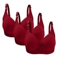 thumbnail image 1 of Bigersell Cotton Bra for Women New 3pc Woman's Plus Size Solid Color Without Underwire Gathering Comfortable Bras Daily Bra Plus Size Bra Style F-1212 Wine 42/95, 1 of 3
