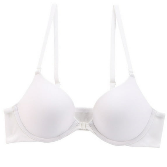 Bigersell Cotton Bras for Women No Underwire Deals Fashion Women Plus Size Solid Color Front Opening Buckle No Underwire Fixed Cup Gathering Daily Bra Sport Bra Style F-1258 White 34