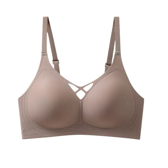 Bigersell Cotton Bras for Women No Underwire On Sale Fashion Women Plus Size Solid Color No Underwire Fixed Cup Gathering Daily Bra Mastectomy Bra Style F-1246 Coffee XXL