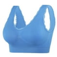 thumbnail image 1 of Bigersell Cotton Bras for Women Wirefree Clearance Padded Push up Bras for Women Balconette Bra Style B2499 V-Neck Seamless Bras Pull-On Bra Closure Big Girls Size Lounge Bras for Women Blue XL, 1 of 2