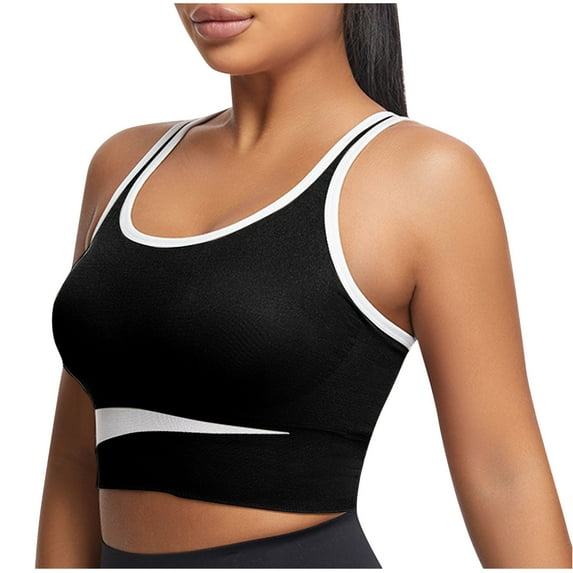 Bigersell Cotton Push up Bra Discouts Fashion Women's Back Gathering Yoga Fixed Chest Cushion Style Gathering Sports Bra Mastectomy Bra Style F-1327 Black S