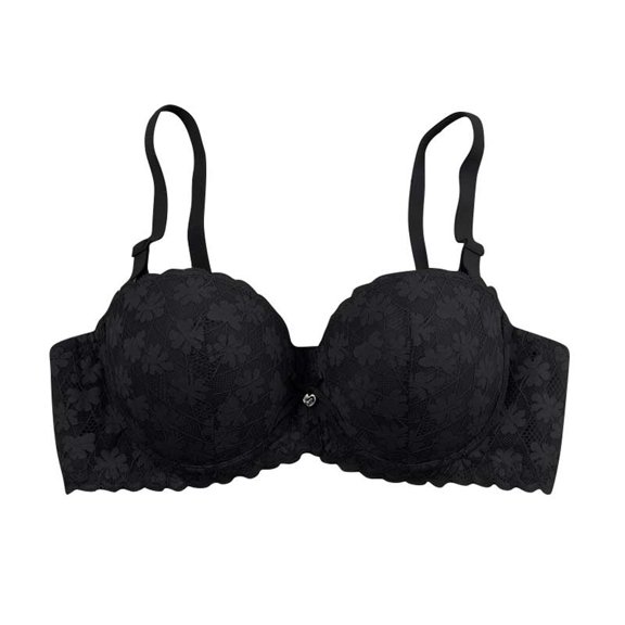 Bigersell Cotton Push up Bras for Women Trendy Women's Lace Patchwork Bra with Breathable and Sagging Lightweight Underwear Convertible Bra Style F-1073 Black 34/75