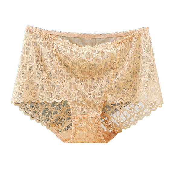 Bigersell Cotton Thong Underwear for Women Clearance Plus Size Underwear Women 4X-5X Thong Panty Style P-1674 Nylon Brief Panties Ladies Thongs Briefs Mid Waist Women's Briefs Beige L
