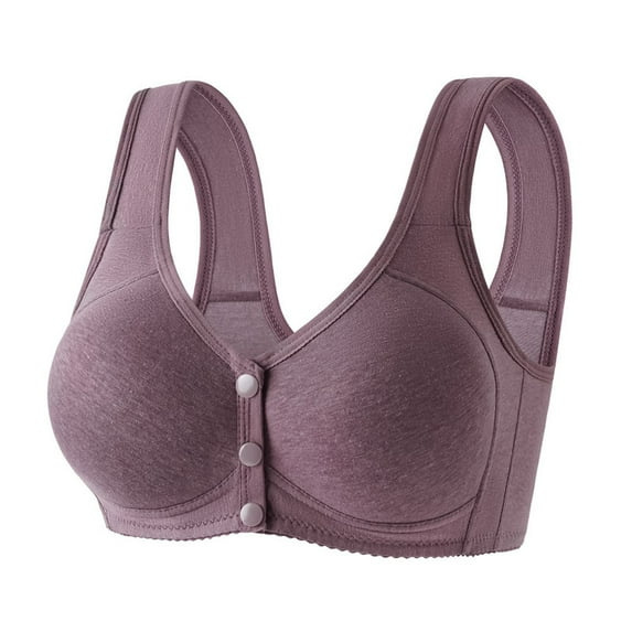 Bigersell Cotton Wireless Bra Trendy Women's No Underwire Thin Collection Underwear Daily Bra Padded Bra Style F-1228 Purples 38/85