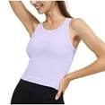 thumbnail image 1 of Bigersell Crop Tops with Built in Bra Women Wireless Sports Bras Solid Sleeveless Crew Neck Cropped Tank Tops Comfort Soft Yoga Sports Bra Running Workout Bras Crop Tops Purple M, 1 of 4