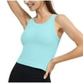 thumbnail image 1 of Bigersell Crop Tops with Built in Bra Women Wireless Sports Bras Solid Sleeveless Crew Neck Cropped Tank Tops Comfort Soft Yoga Sports Bra Running Workout Bras Crop Tops Sky Blue L, 1 of 5