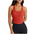 thumbnail image 1 of Bigersell Cropped Tank Tops for Women Wireless Sports Bras T-Back Workout Crop Tops with Built in Bras Comfort Soft Ribbed Padded Running Yoga Bra Athletic Tops Wire-Free Bras Red S, 1 of 6