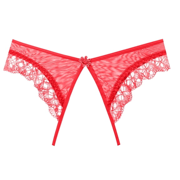 Bigersell Crotchless Panties Clearance Plus Size Period Underwear Bikini Panty Style P-593 Spandex Shaping Panties Lace Thongs Ladies Briefs High Waist Women's Bikini Panties Red One Size