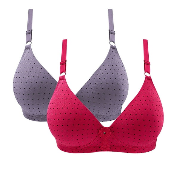 Bigersell Cute Bras for Women 2pc V-Neck Wire-Free Bra Support Women Plus Size Bras Molded Bra Style R-52 Basic Bra Strap Nylon Padded Bra Feature Everyday Bras Underwear Purple 40/90