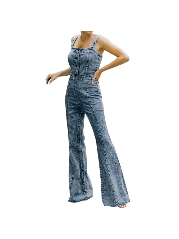 Cute Distressed Jumpsuits Jumpsuit Women Fashion Casual Solid Long Jumpsuit Pocket Women's Rompers Overalls Ladies' Classic Bootcut Jumpsuits